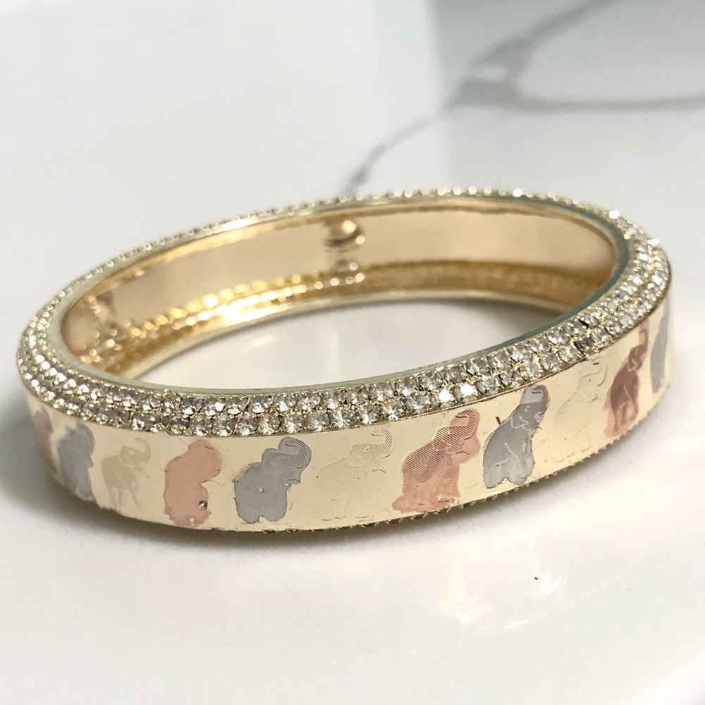 18k Gold Filled Elephant Tricolor Bangle